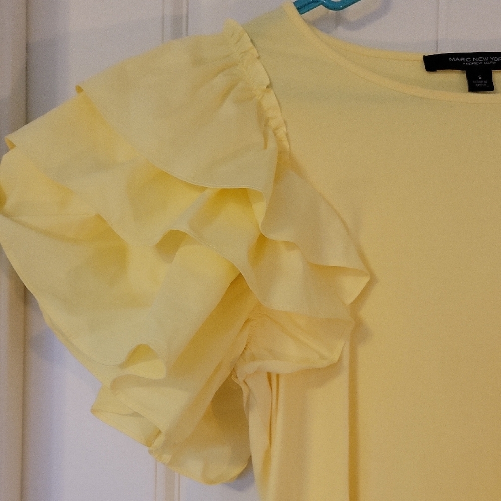 Marc New York Yellow Ruffle Sleeve Blouse - Picture 3 of 5